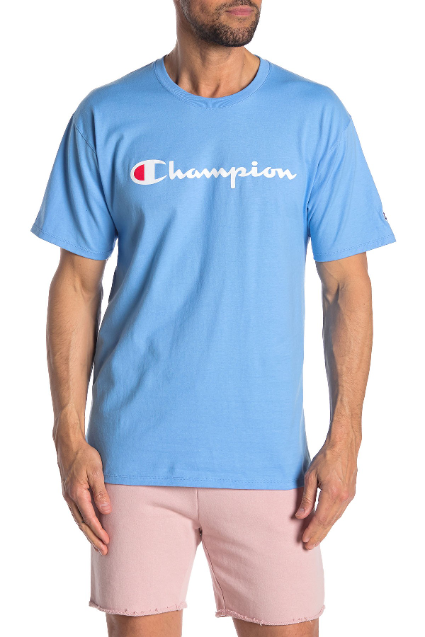 Champion Script Tee Shirt (M) - Bluebell Bliss